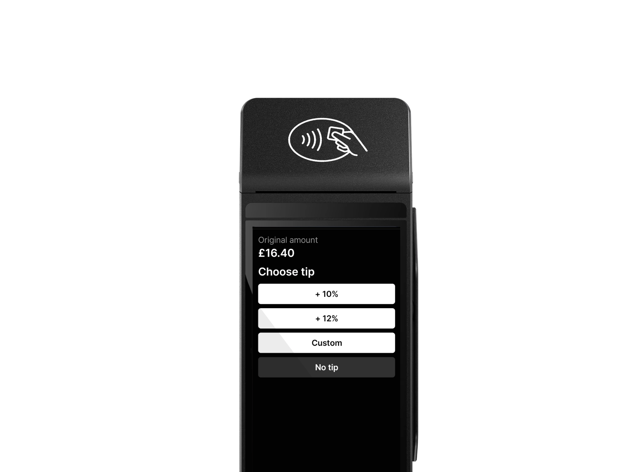 TapaPay approved screen showing custom tipping options